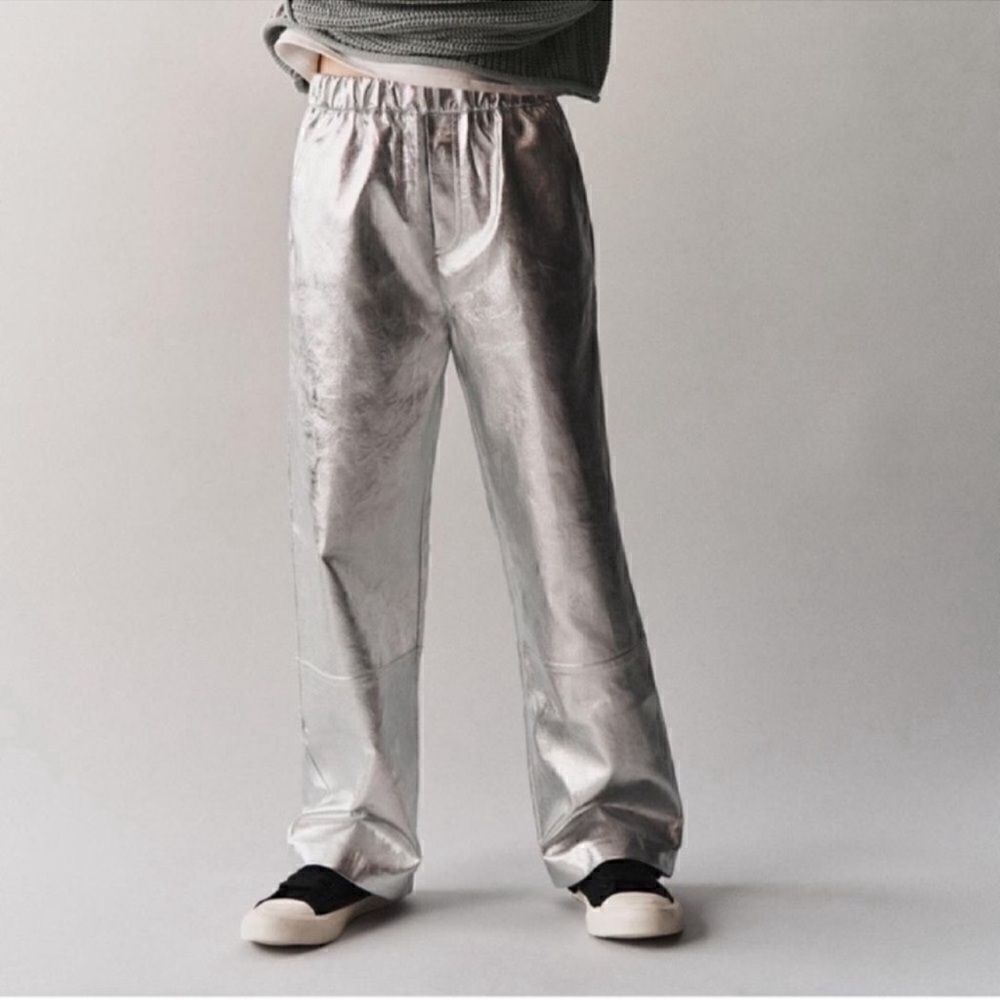 Zara Girls Kids Silver Metallic Pants(Size 9yrs)
